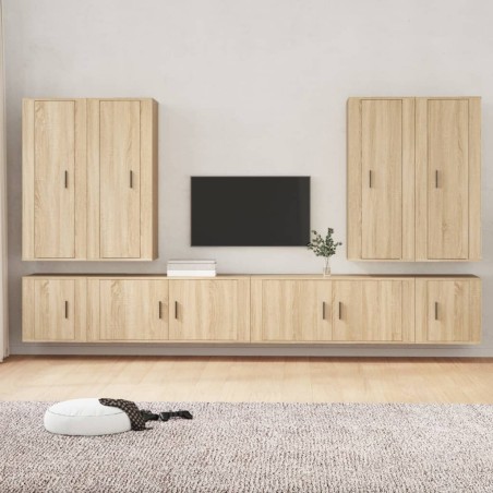 vidaXL 8-tlg. TV-Schrank-Set Sonoma-Eiche Holzwerkstoff