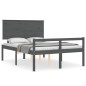 vidaXL Massivholzbett mit Kopfteil Grau 120x200 cm vidaXL Massivholzbett mit Kopfteil Grau 120x200 cm