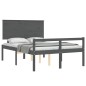 vidaXL Massivholzbett mit Kopfteil Grau 120x200 cm vidaXL Massivholzbett mit Kopfteil Grau 120x200 cm