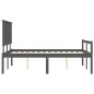 vidaXL Massivholzbett mit Kopfteil Grau 120x200 cm vidaXL Massivholzbett mit Kopfteil Grau 120x200 cm