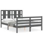 vidaXL Massivholzbett mit Kopfteil Grau 140x200 cm vidaXL Massivholzbett mit Kopfteil Grau 140x200 cm