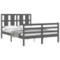 vidaXL Massivholzbett mit Kopfteil Grau 140x200 cm vidaXL Massivholzbett mit Kopfteil Grau 140x200 cm