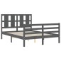 vidaXL Massivholzbett mit Kopfteil Grau 140x200 cm vidaXL Massivholzbett mit Kopfteil Grau 140x200 cm