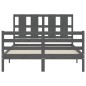 vidaXL Massivholzbett mit Kopfteil Grau 140x200 cm vidaXL Massivholzbett mit Kopfteil Grau 140x200 cm