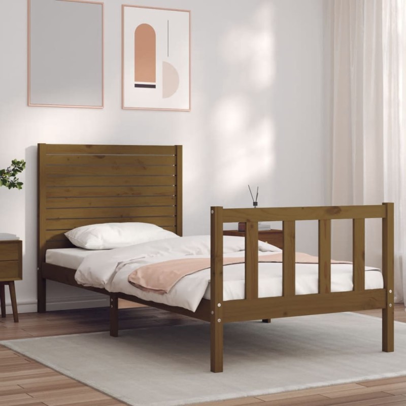 vidaXL Massivholzbett mit Kopfteil Honigbraun vidaXL Massivholzbett mit Kopfteil Honigbraun