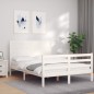 vidaXL Massivholzbett mit Kopfteil Weiß 140x190 cm vidaXL Massivholzbett mit Kopfteil Weiß 140x190 cm