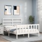 vidaXL Massivholzbett mit Kopfteil Weiß 140x190 cm vidaXL Massivholzbett mit Kopfteil Weiß 140x190 cm