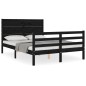 vidaXL Massivholzbett mit Kopfteil Schwarz 120x200 cm vidaXL Massivholzbett mit Kopfteil Schwarz 120x200 cm