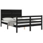 vidaXL Massivholzbett mit Kopfteil Schwarz 120x200 cm vidaXL Massivholzbett mit Kopfteil Schwarz 120x200 cm