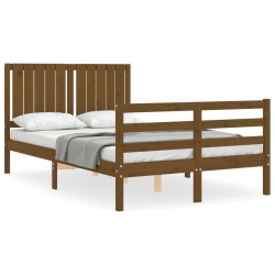 vidaXL Massivholzbett mit Kopfteil Honigbraun 120x200 cm
