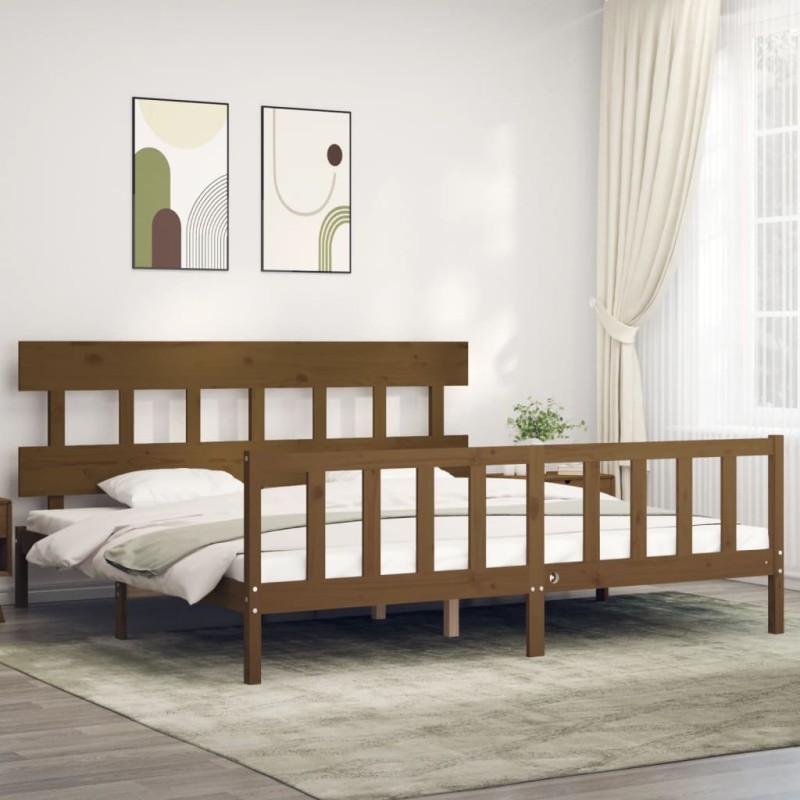 vidaXL Massivholzbett mit Kopfteil Honigbraun vidaXL Massivholzbett mit Kopfteil Honigbraun
