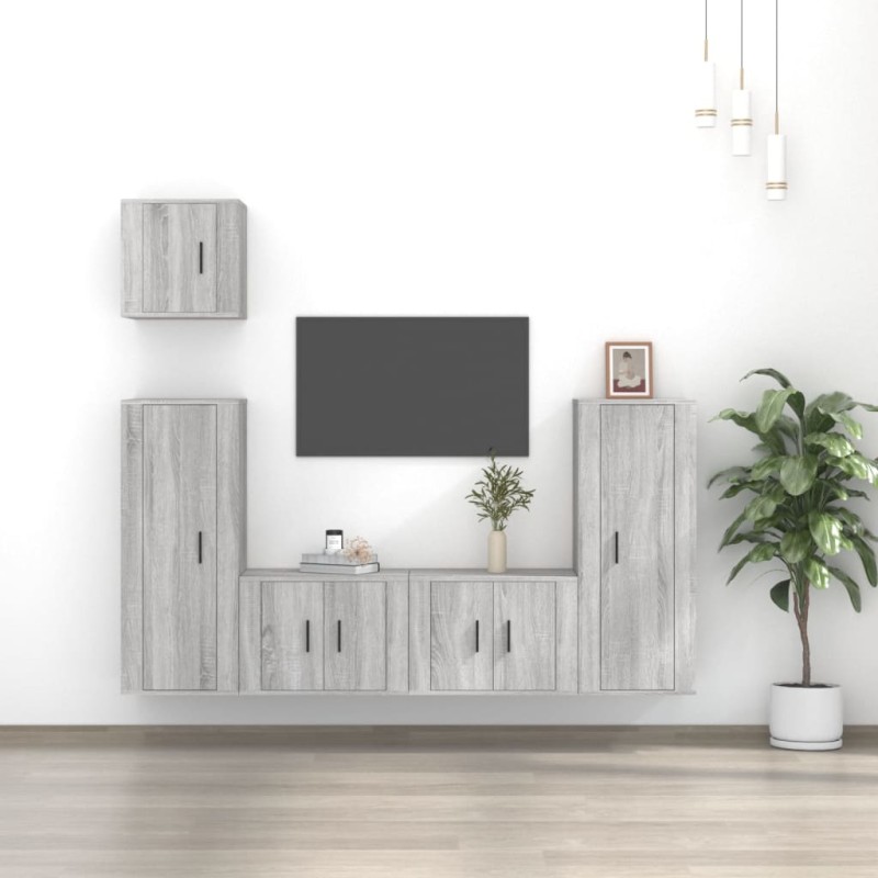 vidaXL 5-tlg. TV-Schrank-Set Grau Sonoma Holzwerkstoff vidaXL 5-tlg. TV-Schrank-Set Grau Sonoma Holzwerkstoff