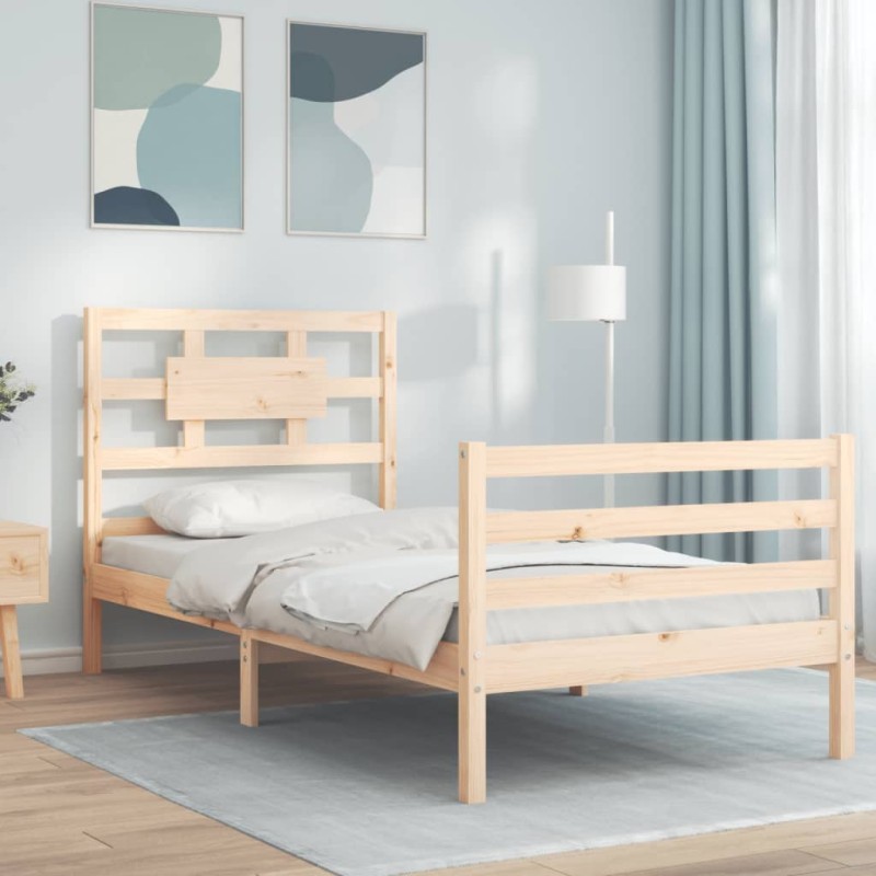 vidaXL Massivholzbett mit Kopfteil 90x200 cm vidaXL Massivholzbett mit Kopfteil 90x200 cm