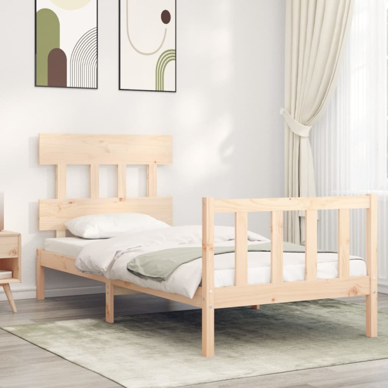 vidaXL Massivholzbett mit Kopfteil vidaXL Massivholzbett mit Kopfteil