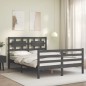 vidaXL Massivholzbett mit Kopfteil Grau 140x200 cm vidaXL Massivholzbett mit Kopfteil Grau 140x200 cm