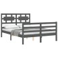 vidaXL Massivholzbett mit Kopfteil Grau 140x200 cm vidaXL Massivholzbett mit Kopfteil Grau 140x200 cm