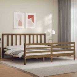 vidaXL Massivholzbett mit Kopfteil Honigbraun
