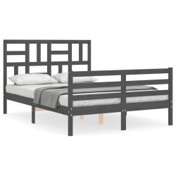 vidaXL Massivholzbett mit Kopfteil Grau 120x200 cm