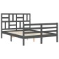 vidaXL Massivholzbett mit Kopfteil Grau 120x200 cm vidaXL Massivholzbett mit Kopfteil Grau 120x200 cm
