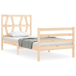 vidaXL Massivholzbett mit Kopfteil 90x200 cm