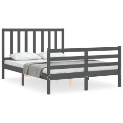 vidaXL Massivholzbett mit Kopfteil Grau