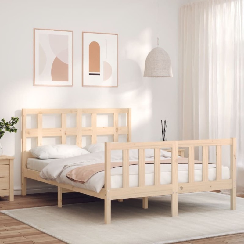 vidaXL Massivholzbett mit Kopfteil vidaXL Massivholzbett mit Kopfteil