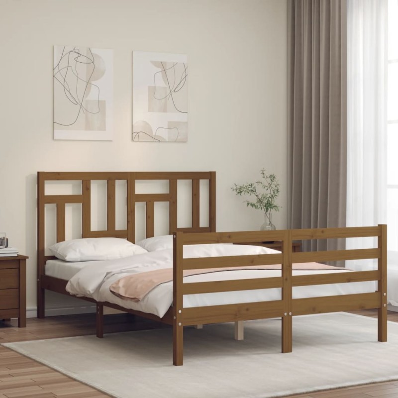 vidaXL Massivholzbett mit Kopfteil Honigbraun 120x200 cm vidaXL Massivholzbett mit Kopfteil Honigbraun 120x200 cm