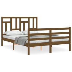 vidaXL Massivholzbett mit Kopfteil Honigbraun 120x200 cm