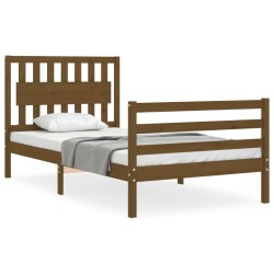vidaXL Massivholzbett mit Kopfteil Honigbraun 100x200 cm