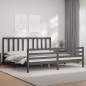 vidaXL Massivholzbett mit Kopfteil Grau vidaXL Massivholzbett mit Kopfteil Grau