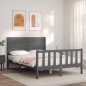 vidaXL Massivholzbett mit Kopfteil Grau 140x190 cm vidaXL Massivholzbett mit Kopfteil Grau 140x190 cm