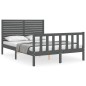 vidaXL Massivholzbett mit Kopfteil Grau 140x190 cm vidaXL Massivholzbett mit Kopfteil Grau 140x190 cm