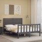 vidaXL Massivholzbett mit Kopfteil Grau 140x190 cm vidaXL Massivholzbett mit Kopfteil Grau 140x190 cm