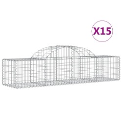 vidaXL Gabionen mit Hochbogen 15 Stk. 200x50x40/60 cm Verzinktes Eisen