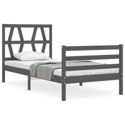 vidaXL Massivholzbett mit Kopfteil Grau 90x200 cm