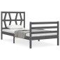 vidaXL Massivholzbett mit Kopfteil Grau 90x200 cm vidaXL Massivholzbett mit Kopfteil Grau 90x200 cm
