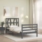 vidaXL Massivholzbett mit Kopfteil Grau 90x200 cm vidaXL Massivholzbett mit Kopfteil Grau 90x200 cm