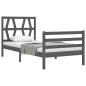 vidaXL Massivholzbett mit Kopfteil Grau 90x200 cm vidaXL Massivholzbett mit Kopfteil Grau 90x200 cm