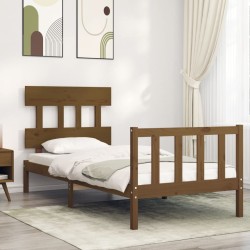 vidaXL Massivholzbett mit Kopfteil Honigbraun 100x200 cm