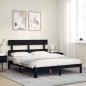 vidaXL Massivholzbett mit Kopfteil Schwarz 160x200 cm vidaXL Massivholzbett mit Kopfteil Schwarz 160x200 cm
