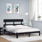 vidaXL Massivholzbett mit Kopfteil Schwarz 160x200 cm vidaXL Massivholzbett mit Kopfteil Schwarz 160x200 cm