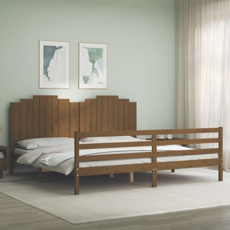 vidaXL Massivholzbett mit Kopfteil Honigbraun 200x200 cm vidaXL Massivholzbett mit Kopfteil Honigbraun 200x200 cm