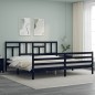 vidaXL Massivholzbett mit Kopfteil Schwarz 200x200 cm vidaXL Massivholzbett mit Kopfteil Schwarz 200x200 cm