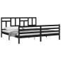 vidaXL Massivholzbett mit Kopfteil Schwarz 200x200 cm vidaXL Massivholzbett mit Kopfteil Schwarz 200x200 cm