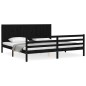vidaXL Massivholzbett mit Kopfteil Schwarz 200x200 cm vidaXL Massivholzbett mit Kopfteil Schwarz 200x200 cm