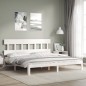 vidaXL Massivholzbett mit Kopfteil Weiß 200x200 cm vidaXL Massivholzbett mit Kopfteil Weiß 200x200 cm
