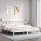 vidaXL Massivholzbett mit Kopfteil Weiß 200x200 cm vidaXL Massivholzbett mit Kopfteil Weiß 200x200 cm