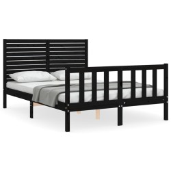 vidaXL Massivholzbett mit Kopfteil Schwarz 120x200 cm