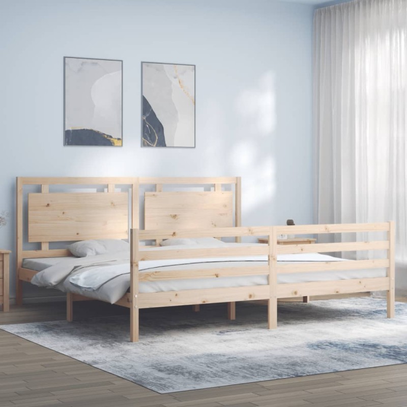 vidaXL Massivholzbett mit Kopfteil 200x200 cm vidaXL Massivholzbett mit Kopfteil 200x200 cm