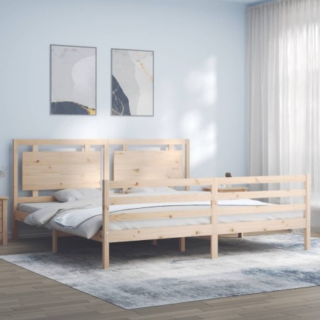 vidaXL Massivholzbett mit Kopfteil 200x200 cm